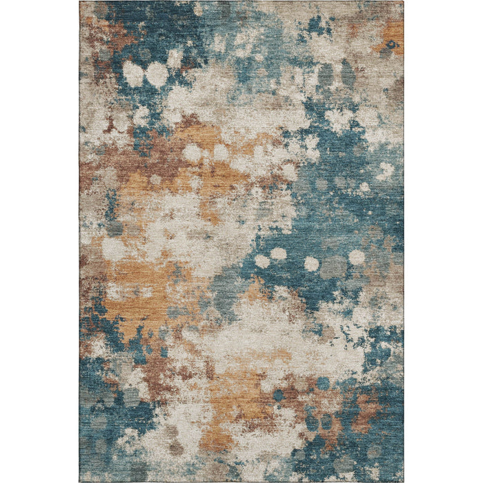 10' X 14' Abstract Washable Area Rug With UV Protection (718364) - Teal / Copper