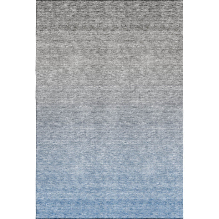 10' X 14' Ombre Washable Area Rug With UV Protection - Blue And Gray