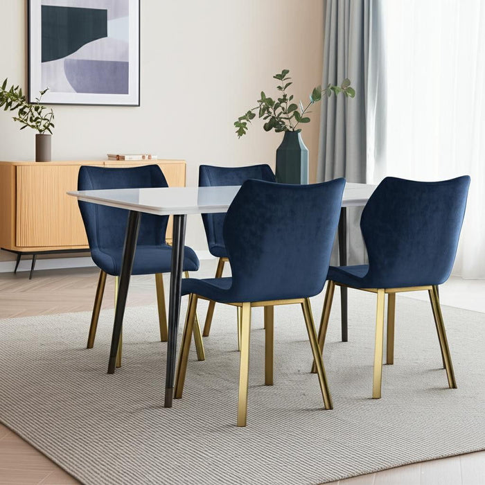 Upholstered Velvet Dining Side Chairs (Set of 4) - Blue