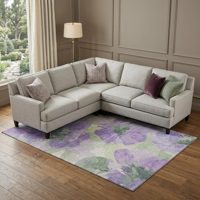 10' X 14' Floral Washable Area Rug With UV Protection (694388) - Lavender / Green