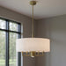 25-inch six-light dimmable chandelier with shades in antiqued brass finish, showcasing elegant lighting design by HomeRoots.