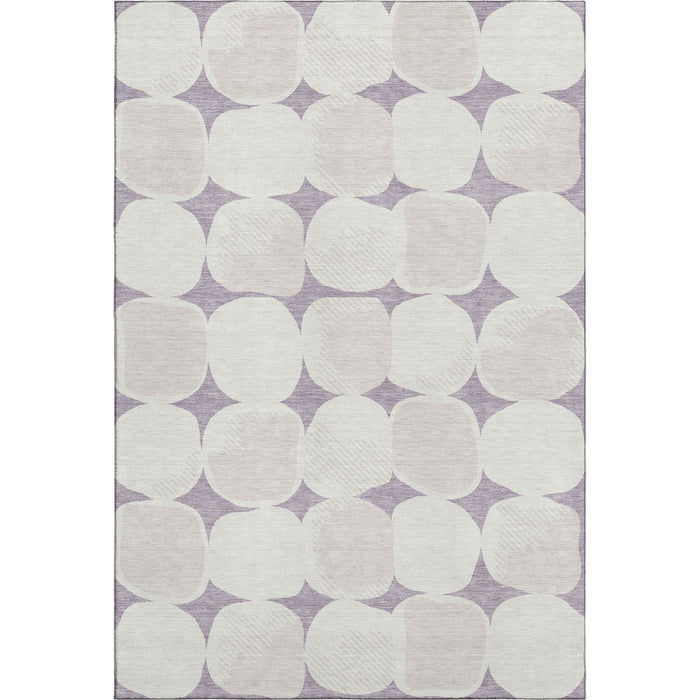 10' X 14' Abstract Geometric Washable Area Rug With UV Protection (669210) - Lavender / Ivory