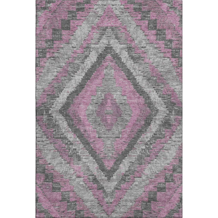 10' X 14' Diamond Washable Area Rug With UV Protection (707053) - Blush / Charcoal / Gray