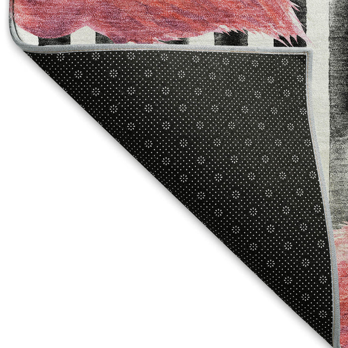 3' X 5' Geometric Washable Area Rug With UV Protection (646356) - Pink / Black / White