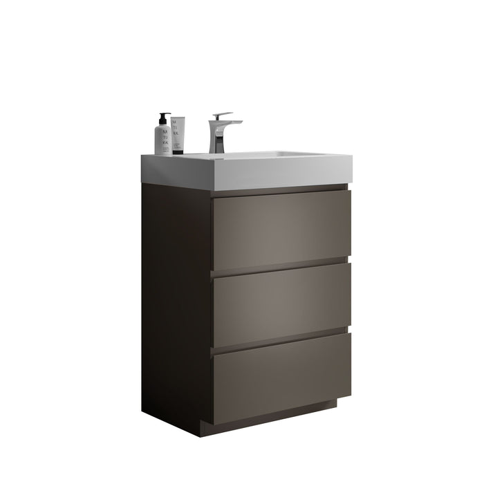Giga Alice bathroom vanity with large storage, freestanding design, one-piece sink basin, modern style, no drain or faucet included.