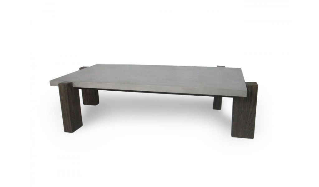 Concrete Rectangular Coffee Table - Walnut And Dark Gray