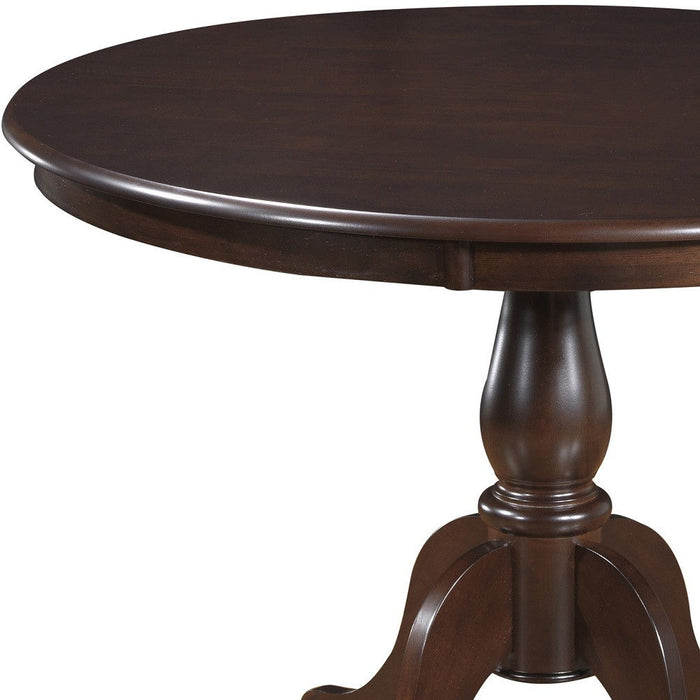 42" Rounded Solid Manufactured Wood Pedestal Base Dining Table - Espresso