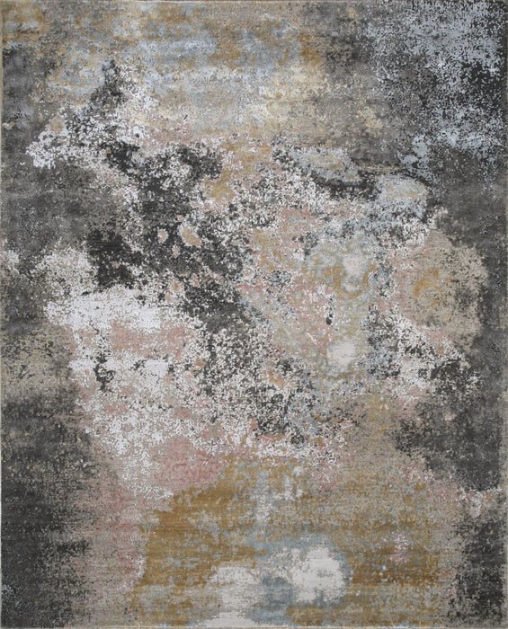 8' X 10' Abstract Hand Knotted Area Rug - Brown And Gray