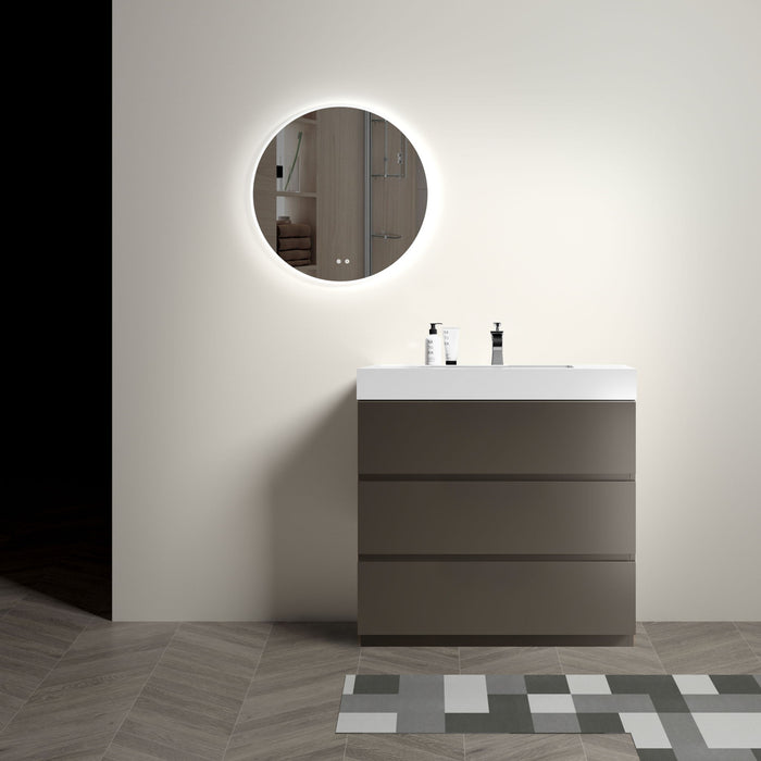 Giga Alice bathroom vanity with integrated sink, large storage, freestanding design, modern style, without drain or faucet.