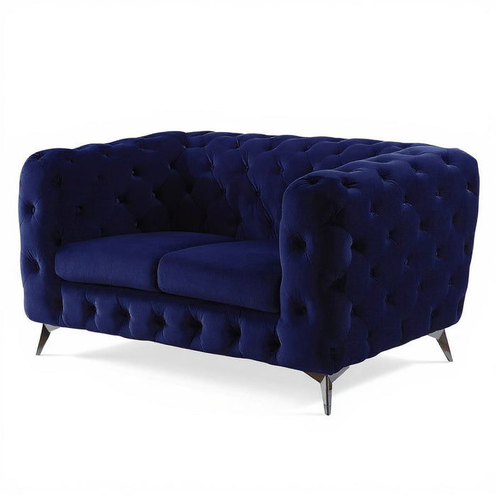 Velvet Loveseat - Blue / Silver