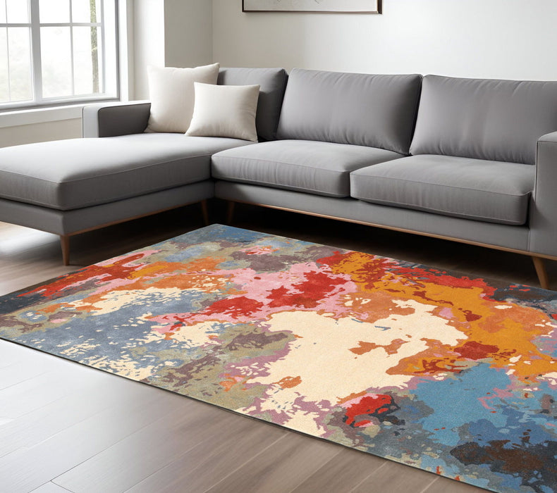 8' X 10' Industrial Abstract Hand Tufted Area Rug - Pink