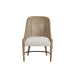 Set of two Bernards Furniture cane-backed host chairs in sand color, featuring wooden legs and woven cane backrests.
