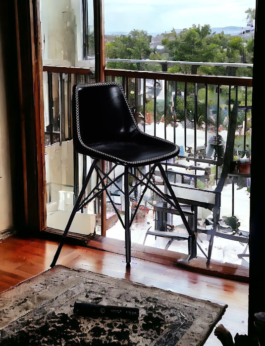 Faux Leather, Side Chair - Black