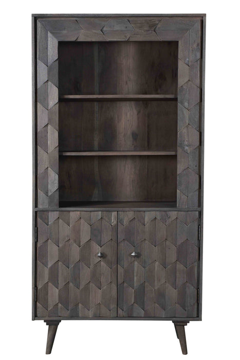Three Tier Bookcase With Two Doors - Gray