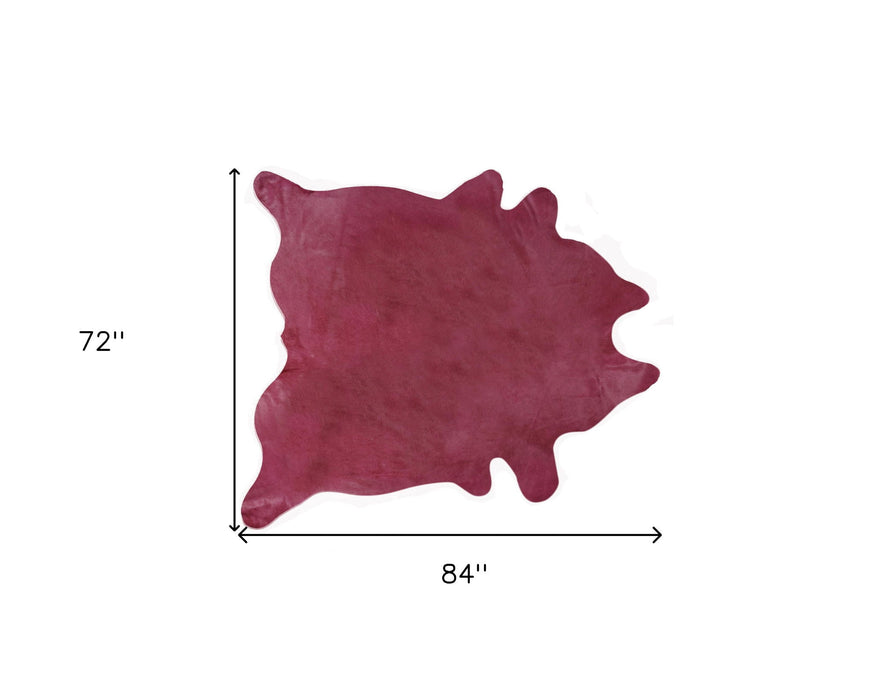 6' x 7' Hand Knotted Area Rug - Fuchsia Cowhide