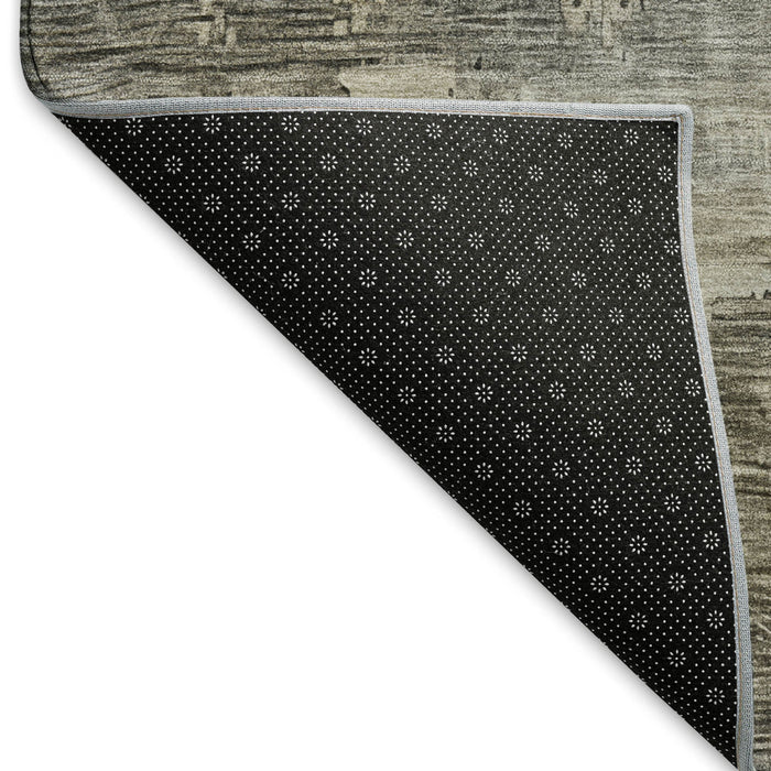 10' X 14' Abstract Washable Area Rug With UV Protection (696086) - Pewter / Wheat