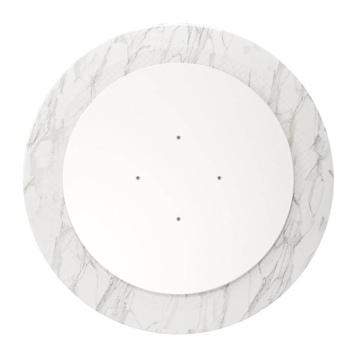 40" Rounded Marble And Metal Pedestal Base Dining Table - Gold