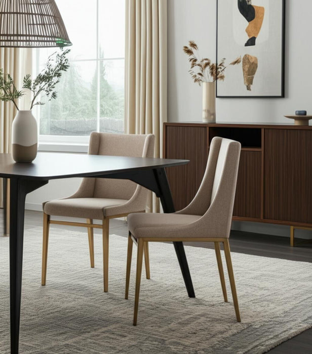 Upholstered Fabric Wing Back Dining Side Chairs (Set of 2) - Beige