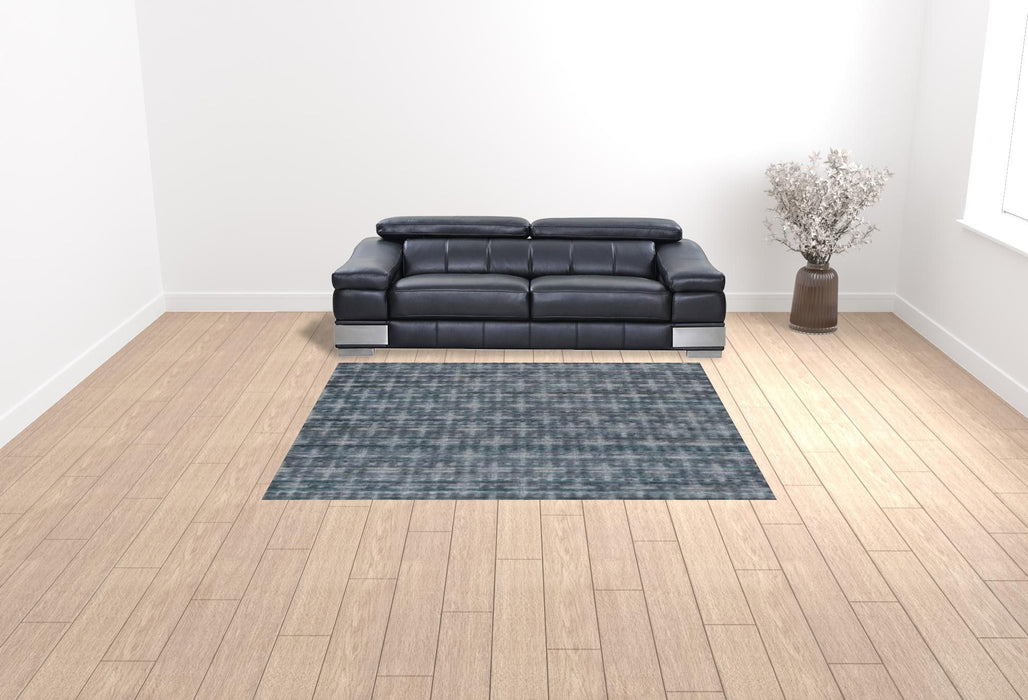 8' x 10' Charcoal Hand Loomed Area Rug - Blue And And