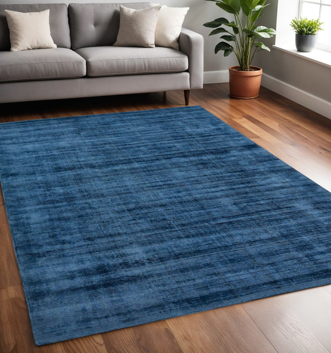 5' X 8' Striped Hand Woven Area Rug - Dark Blue