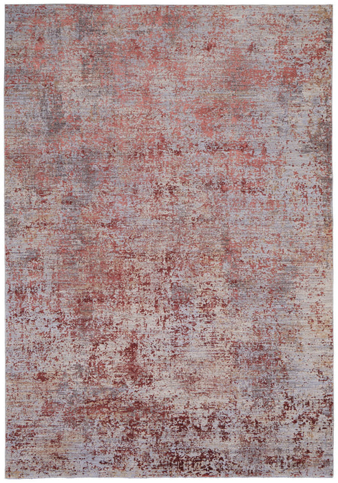 5' x 8' Abstract Power Loom Area Rug - Red And Gray