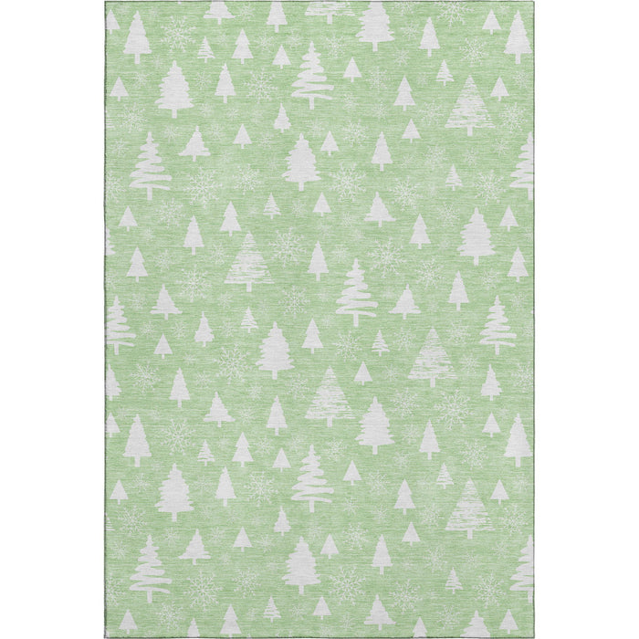 10' X 14' Abstract Geometric Washable Area Rug With UV Protection (701840) - Mint Green / Ivory