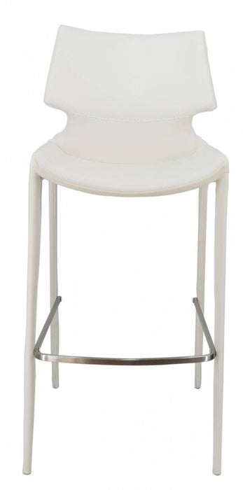 Faux Leather Low Back Bar Height Bar Chairs (Set of 2) - White