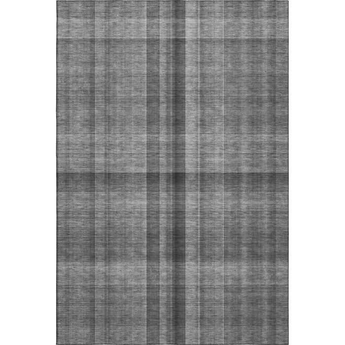 10' X 14' Plaid Washable Area Rug With UV Protection (648502) - Gray / Ivory