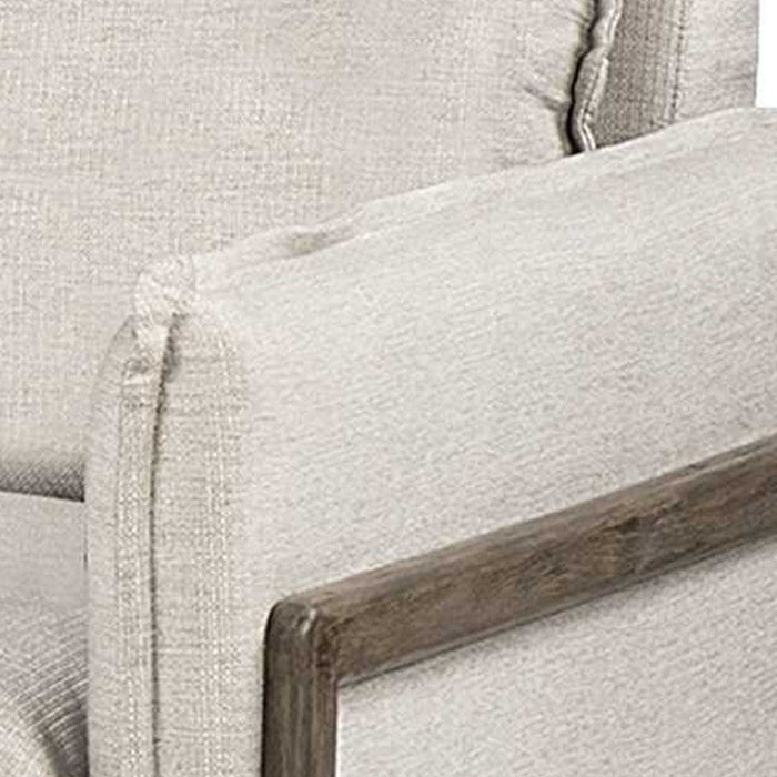 Linen Arm Chair - Cream And Wood Brown