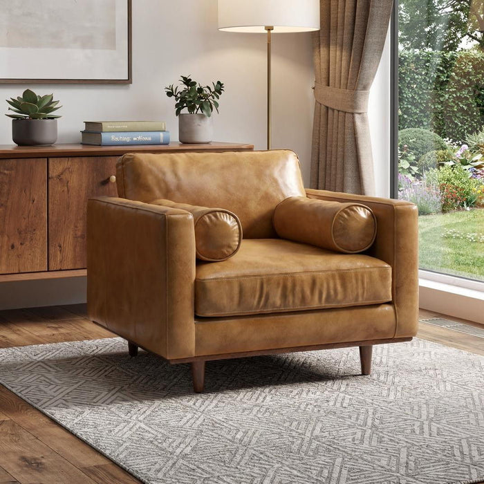 43" Leather Arm Chair - Brown
