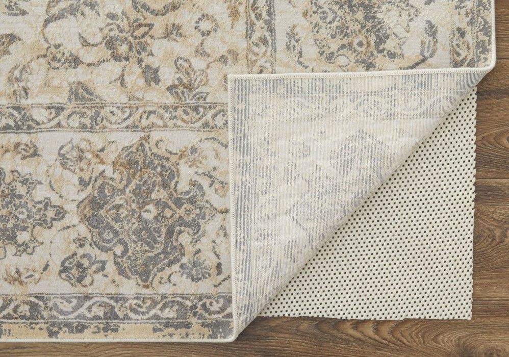 12' x 15' Power Loom Area Rug - Ivory Tan And Gray
