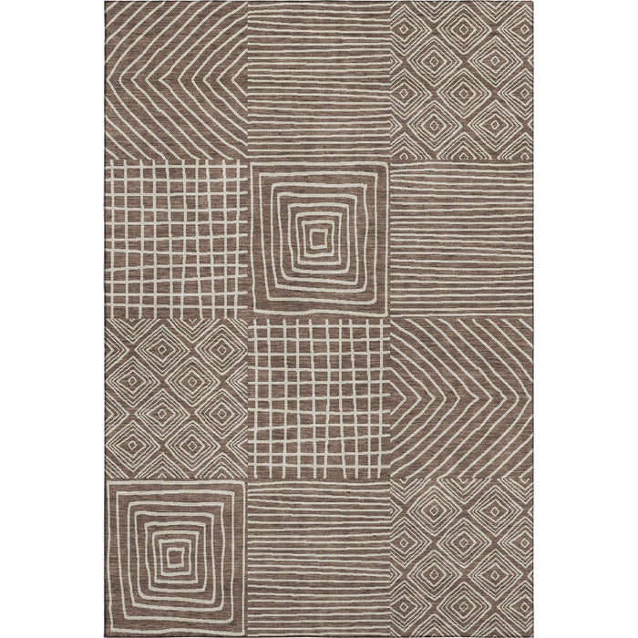10' X 14' Geometric Washable Area Rug With UV Protection (681881) - Brown / Beige