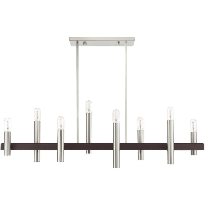 24'' Eight Light Dimmable Chandelier With Shades - Bronze