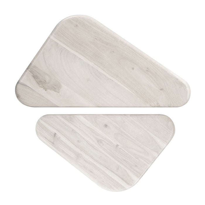 Solid Wood Triangle Pedestal Nested Coffee Tables (Set of 2) - Natural