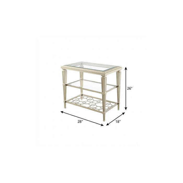 Tempered End Table With Two Shelves - Clear / Clear