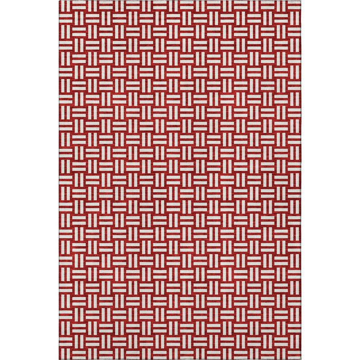 10' X 14' Abstract Geometric Washable Area Rug With UV Protection (673579) - Red / Ivory