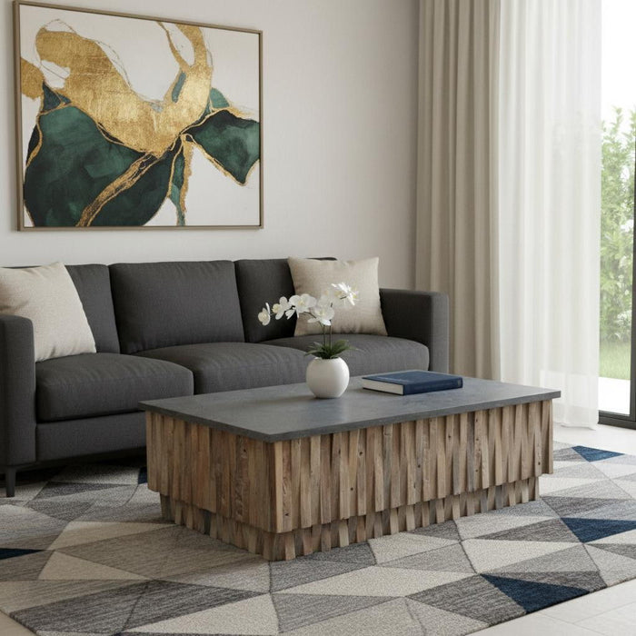 Solid Wood Block Coffee Table - Gray