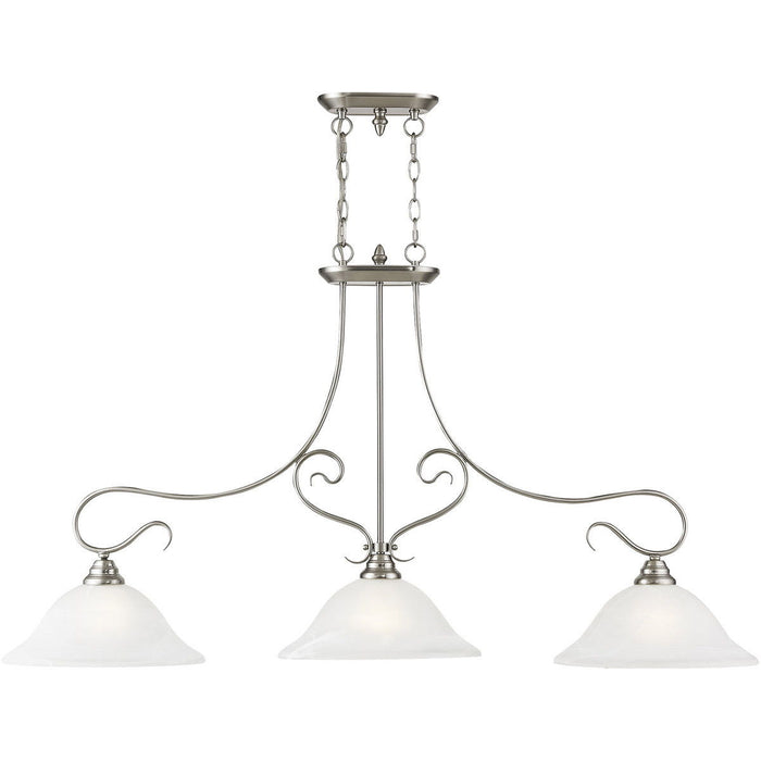 27" Three Light Dimmable Chandelier With Shades - Nickel