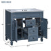 Blue Giga 36-inch bathroom vanity with sink, basin on cabinet, soft-close doors, and two drawers.