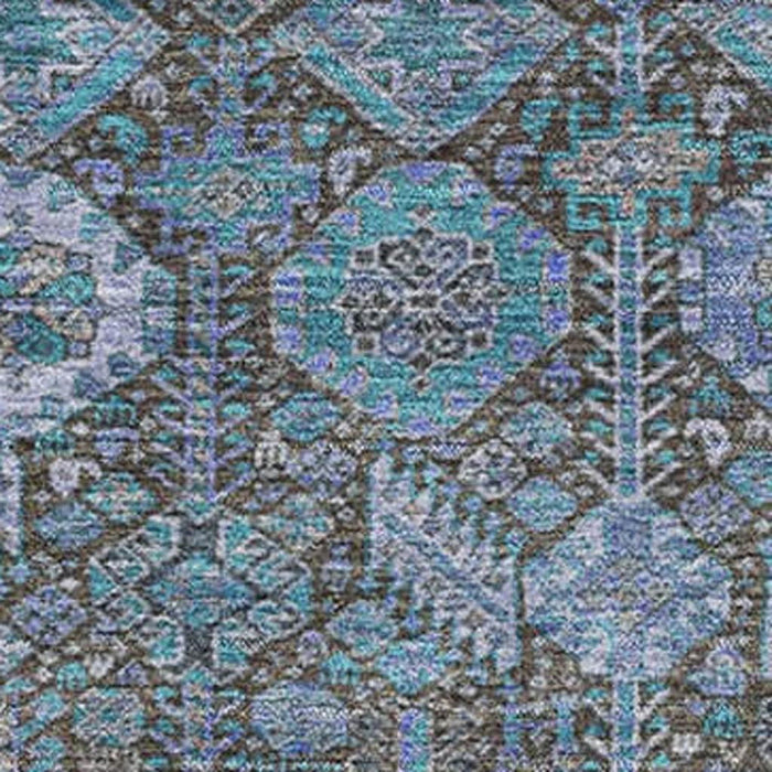 10' X 14' Tribal Washable Area Rug With UV Protection (649912) - Teal / Gray