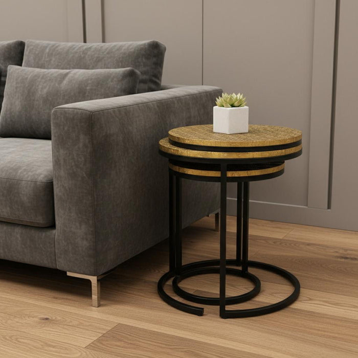Round Nested Tables (Set of 3) - Black And Brass