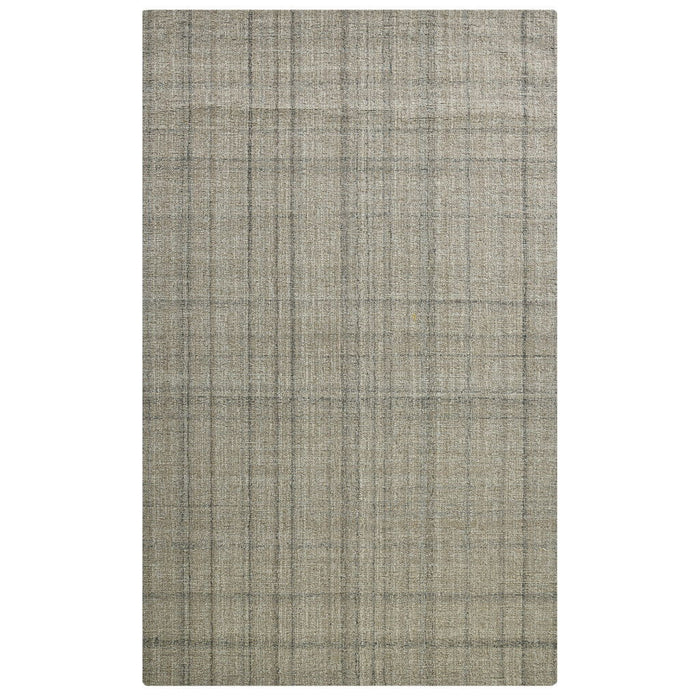 8' X 10' Wool Plaid Hand Tufted Area Rug - Brown And Gray