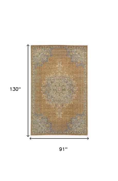 8' x 11' Machine Woven Floral Medallion Indoor Area Rug - Coffee Brown