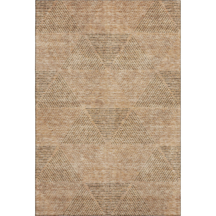 10' X 14' Geometric Washable Area Rug With UV Protection - Copper And Brown