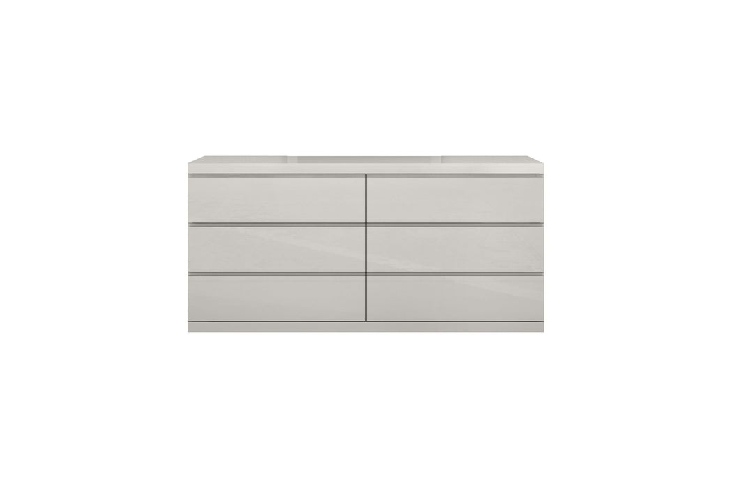 63" Wood Six Drawer Double Dresser For Bedroom - Gray