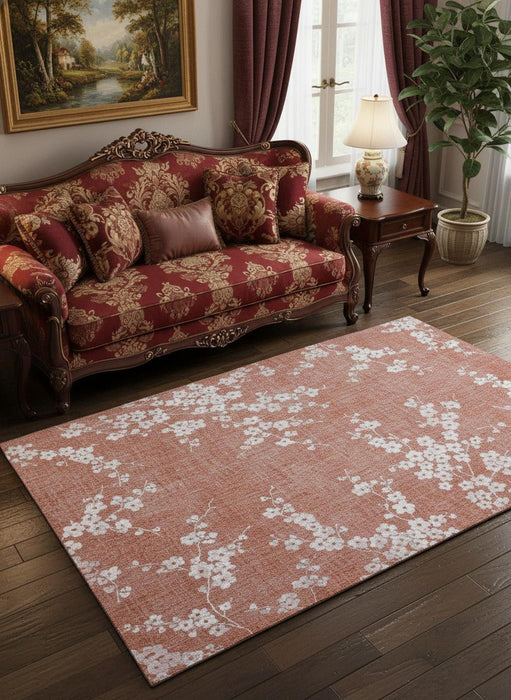 5' X 7' Oriental Washable Area Rug (548774) - Red / White