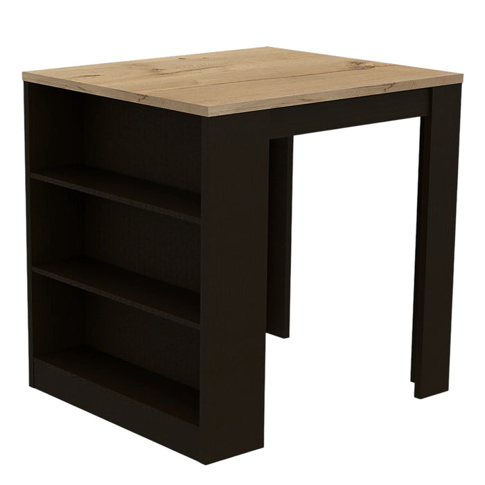 36" Kitchen Island With Storage - Black / Natural