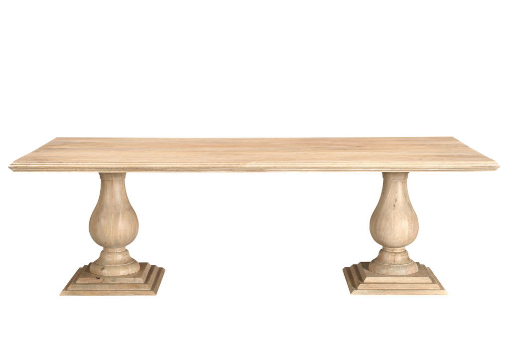96" Wood Double Pedestal Base Dining Table - Natural