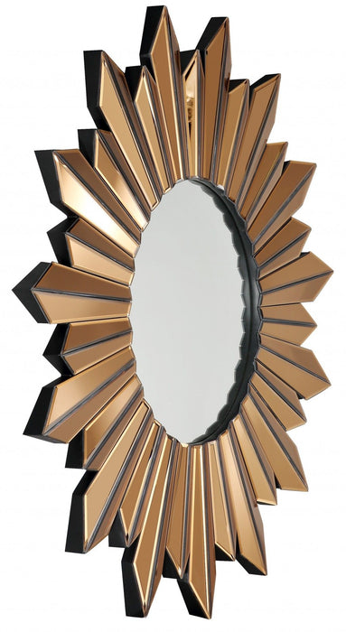 39" Sunburst Glass Framed Accent Mirror - Gold