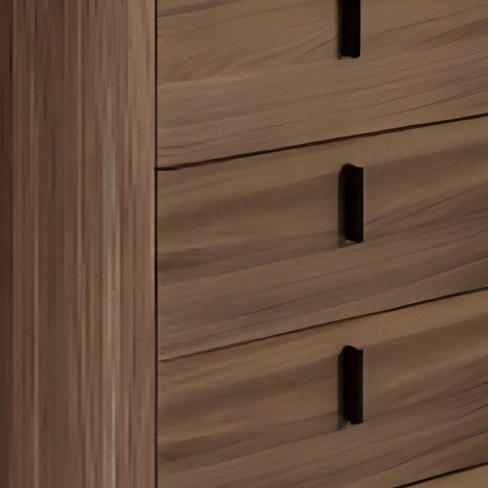 White Marble Manufactured Wood Solid Wood Stainless Steel Five Drawer Chest - Walnut